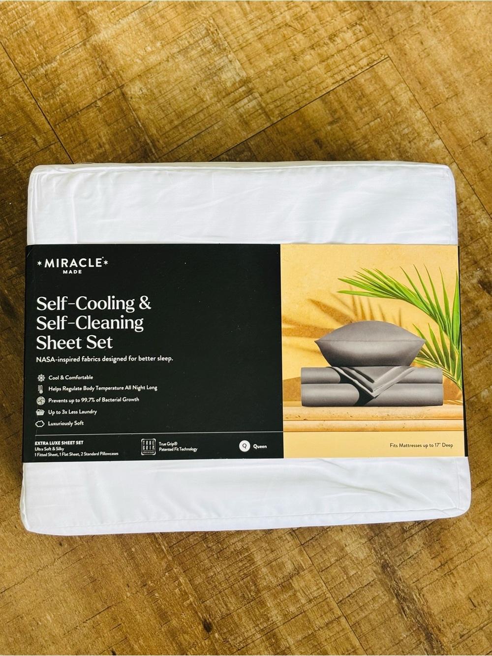 Miracle Made Extra Luxe Sheet Set in white Queen size self-cooling/cleaning